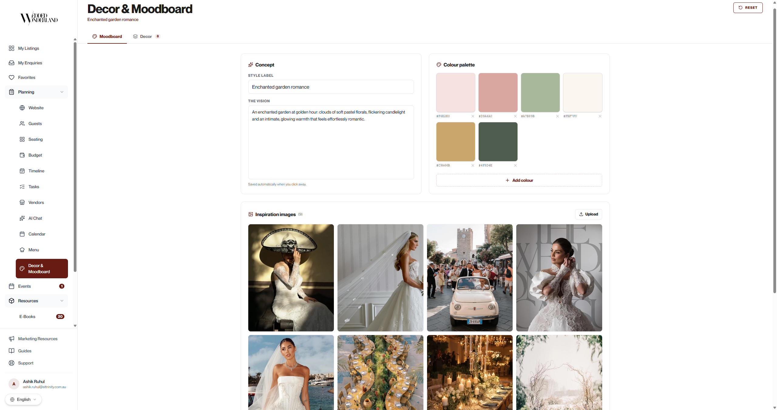 Decor and moodboard screenshot