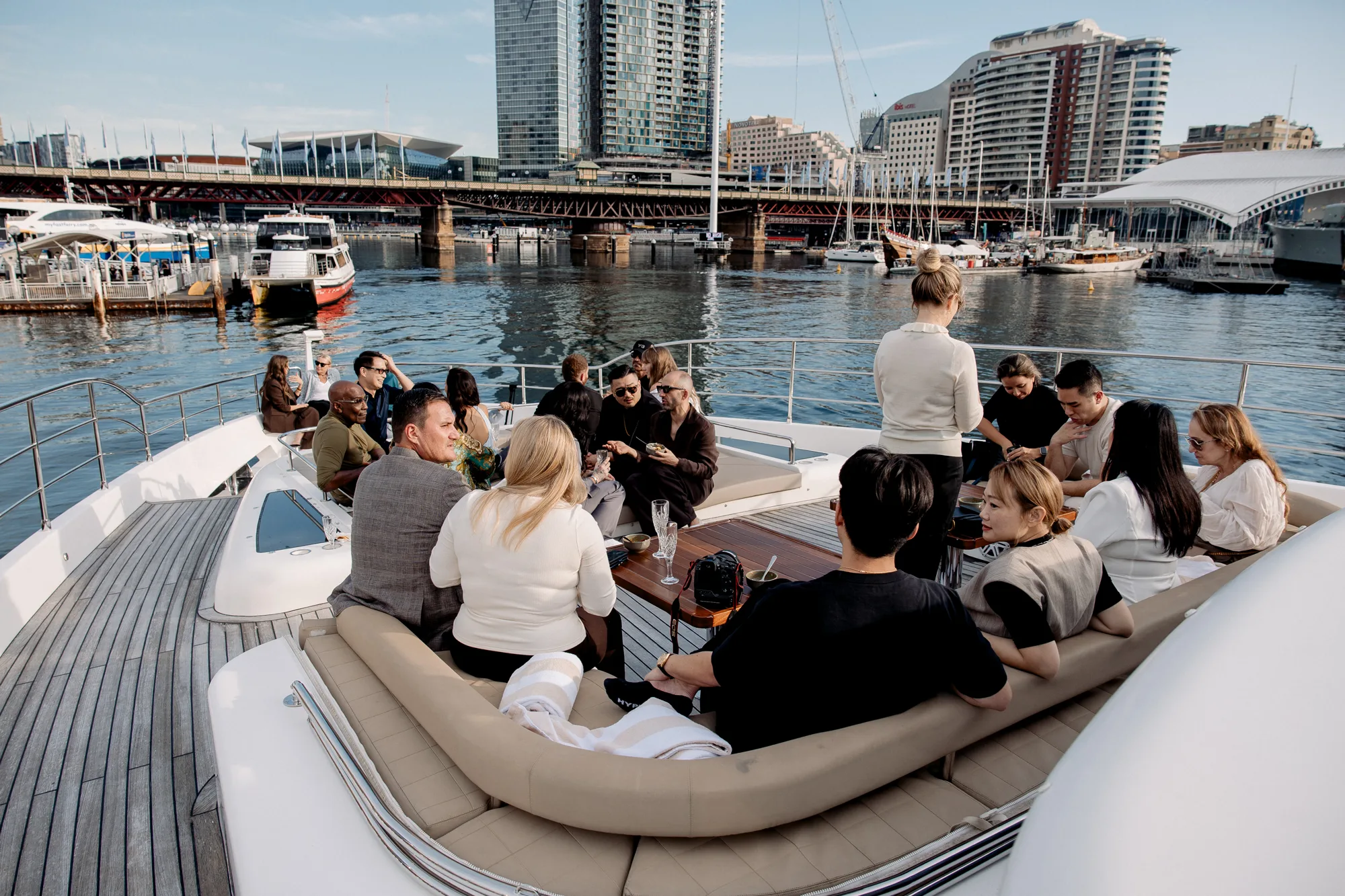 Wedded Connect guests aboard a yacht on Sydney Harbour