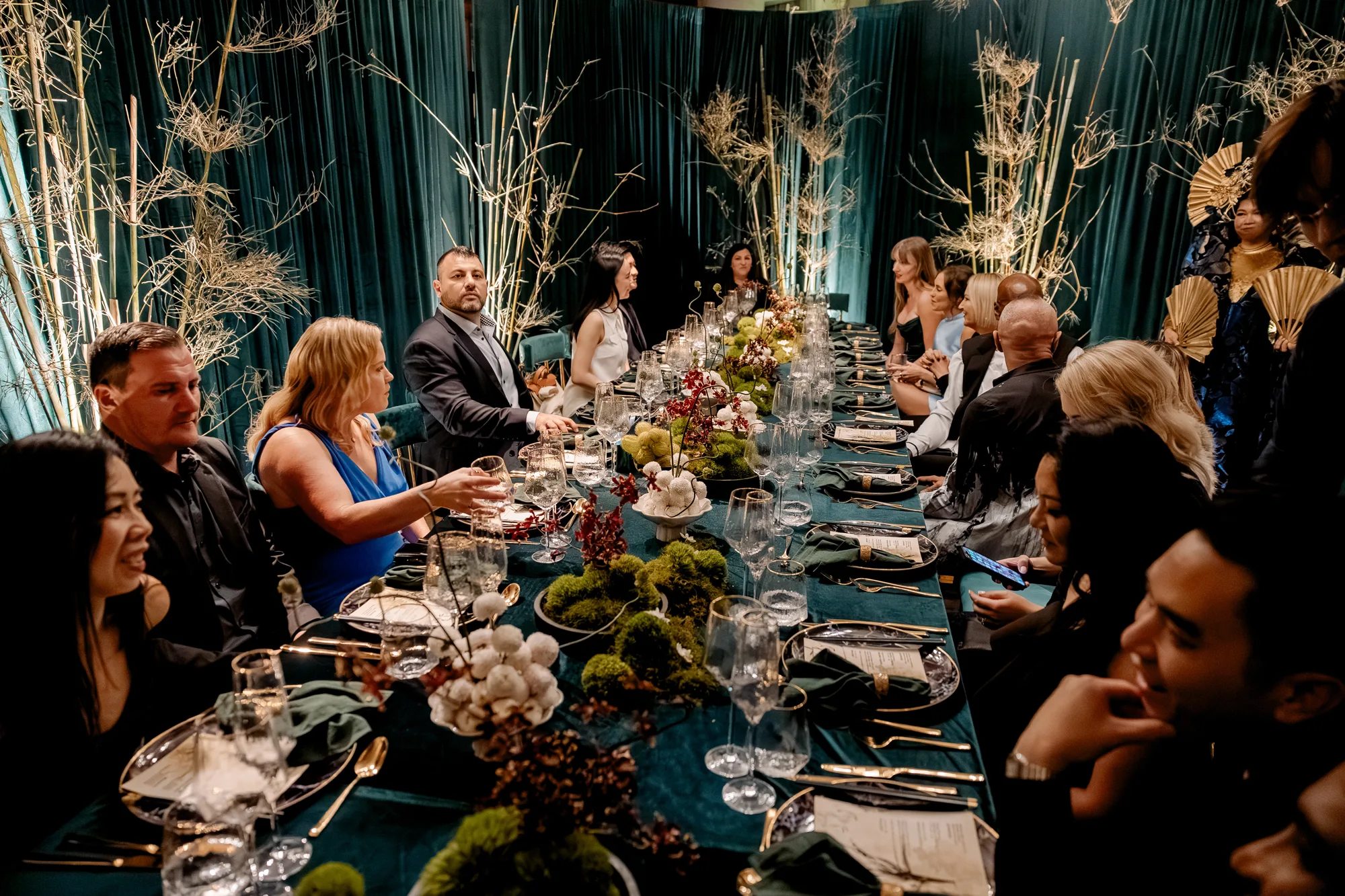 Guests along a styled banquet table at a Wedded Gala dinner