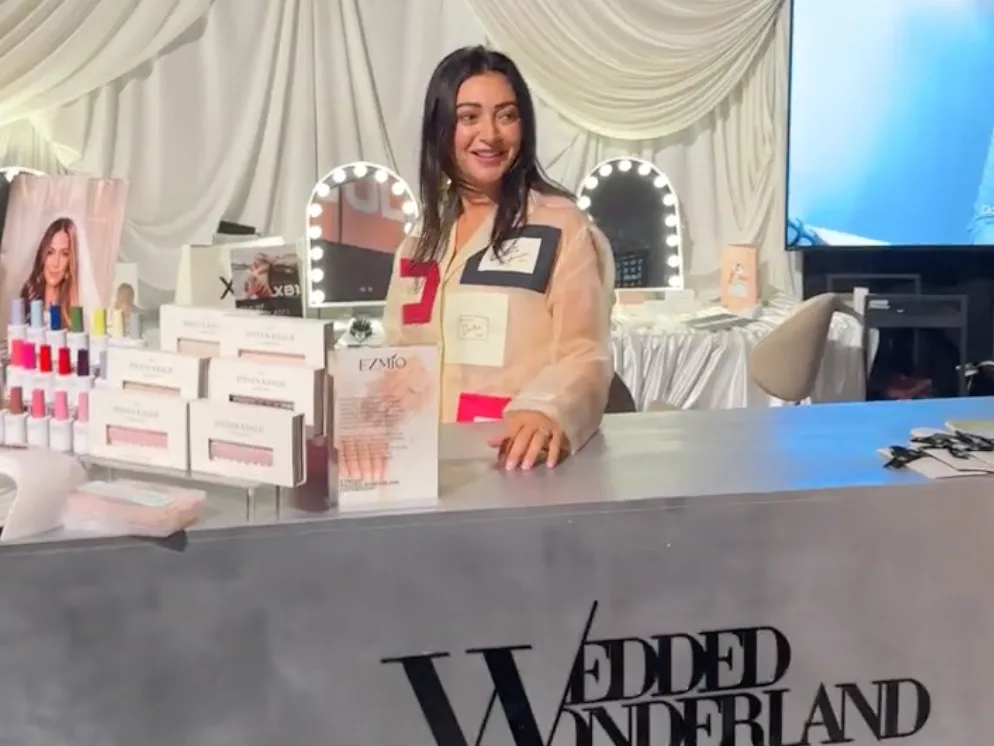 A branded Wedded Wonderland beauty stand at a Wedded World Pop-Up