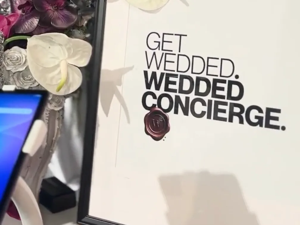 A Get Wedded, Wedded Concierge display at a Wedded World Pop-Up