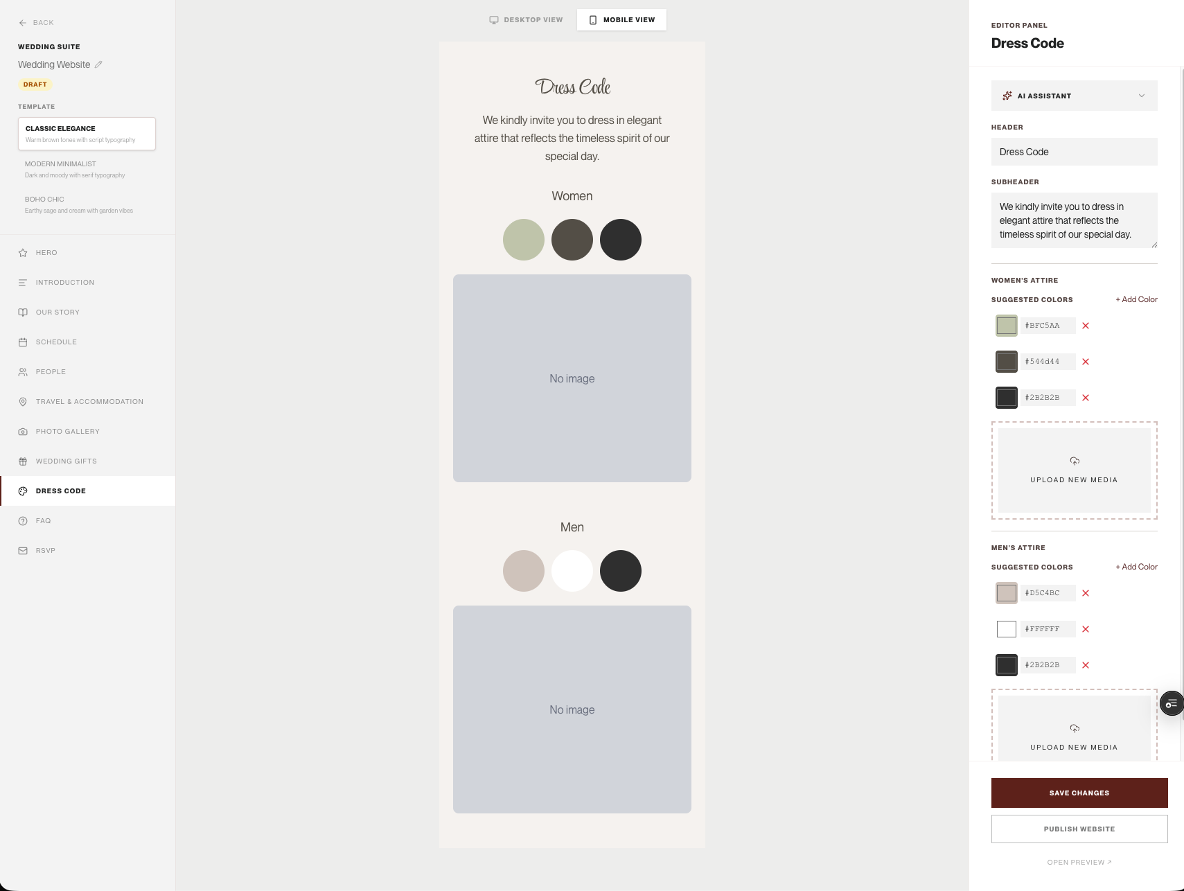 Tell your story — edit any section with a gentle, guided panel